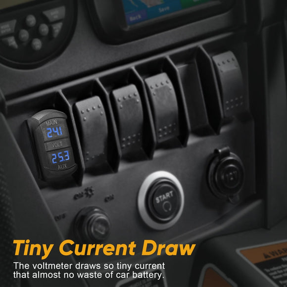 Car Motorcycle ATV UTV RV Vehicles Marine Boat LED Digital Dual Voltmeter Voltage Rocker Switch - WeiSen - 70220004