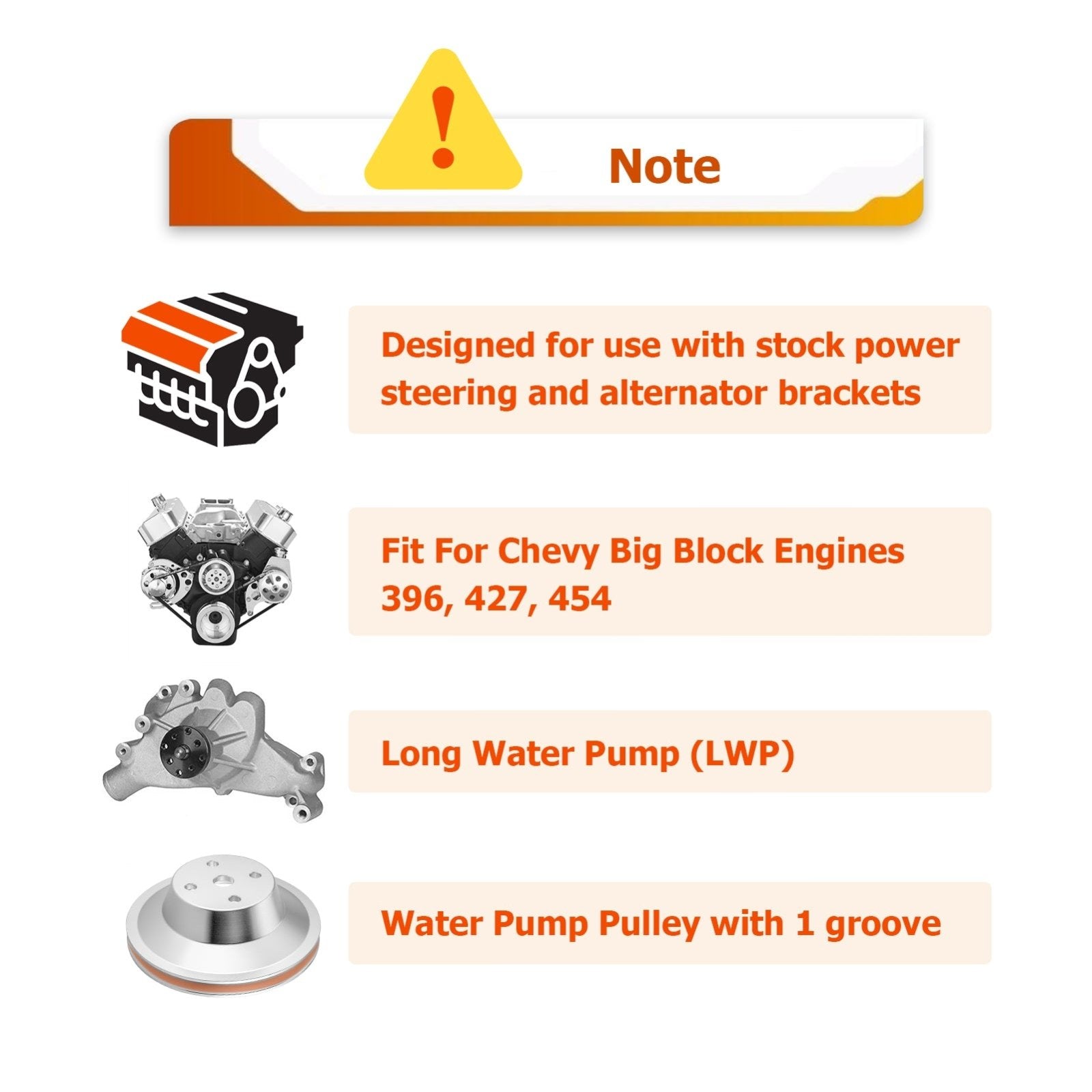 Chevy Big Block 396-427-454 Long Water Pump Water Pump Pulley W/ 1 Groove - Weisen