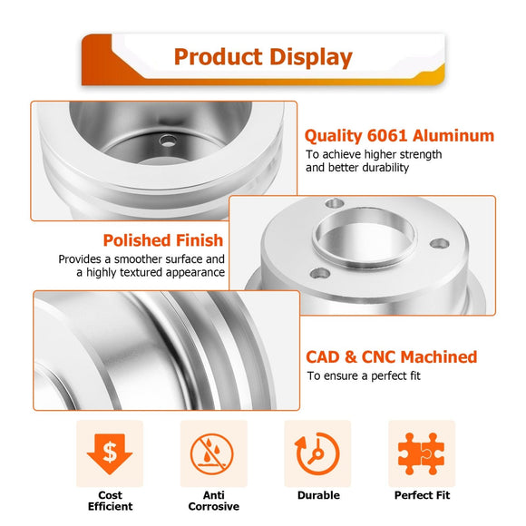 Chevy Big Block Billet Aluminum Crankshaft Pulley 2V Long Water Pump - WeiSen - 70505013