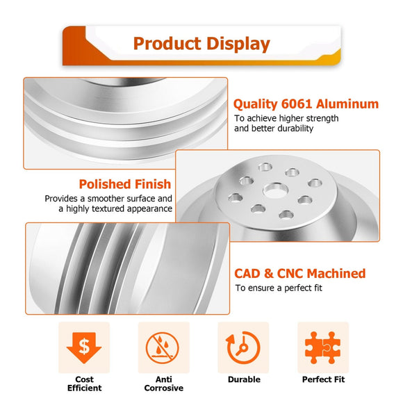 Chevy Big Block Billet Aluminum Water Pump Pulley 2 Groove Short Water Pump - WeiSen - 70505009