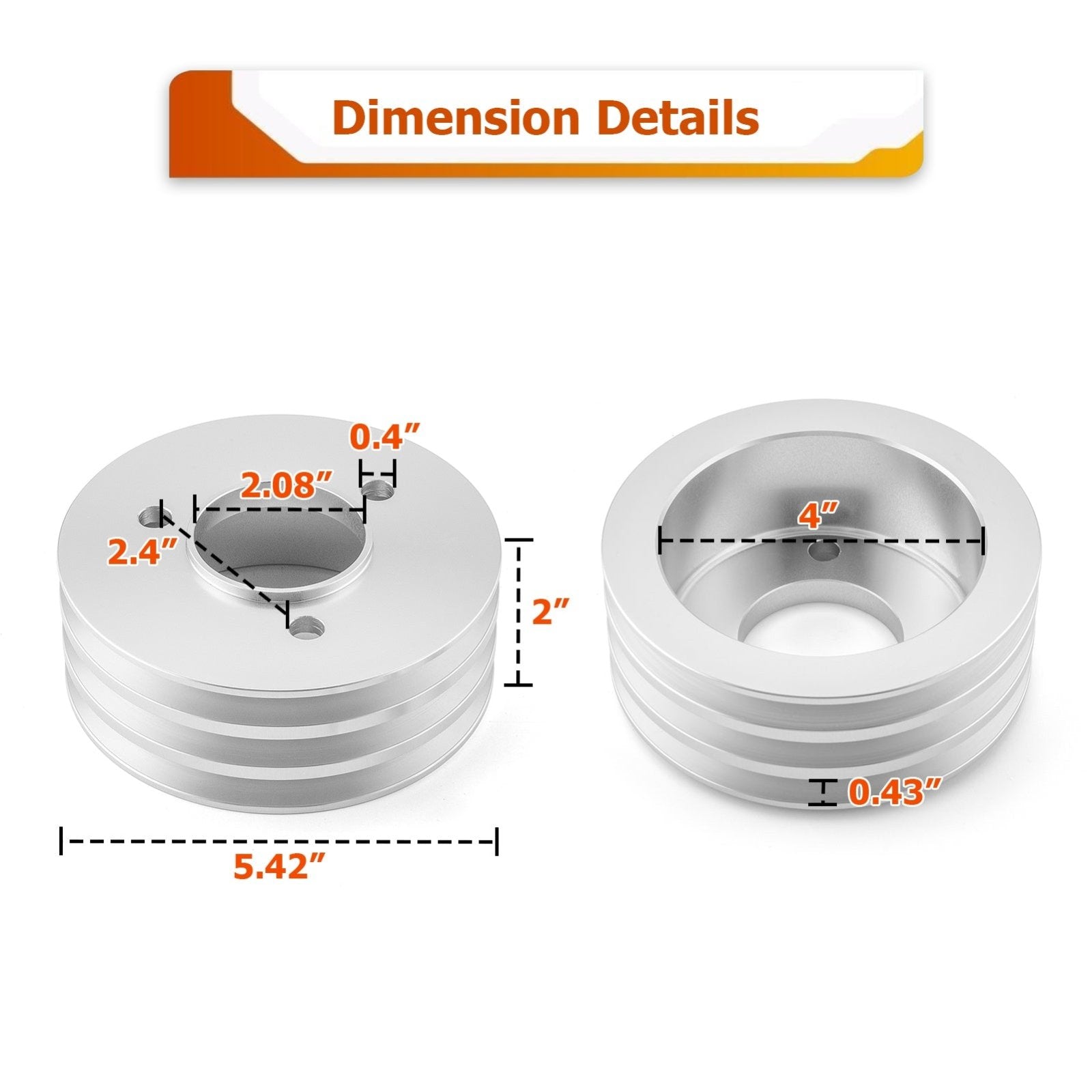 Chevy Big Block Engines 396-427-454 Short Water Pump Crankshaft Pulley w/ 3 Grooves - Weisen