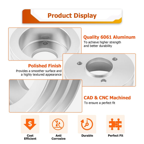 Chevy Big Block Engines 396 - 427 - 454 Short Water Pump Crankshaft Pulley w/ 3 Grooves - WeiSen - 70505010