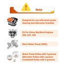 Chevy Big Block Engines 396 - 427 - 454 Short Water Pump V - Belt Pulley Kit - WeiSen - 70505011