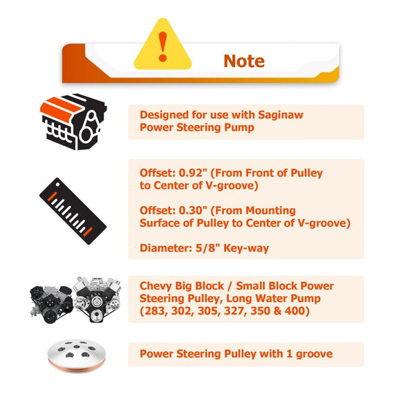 Chevy Big Block /Small Block Saginaw 1 Groove Keyway Power Steering Pump Pully - WeiSen - 70505016