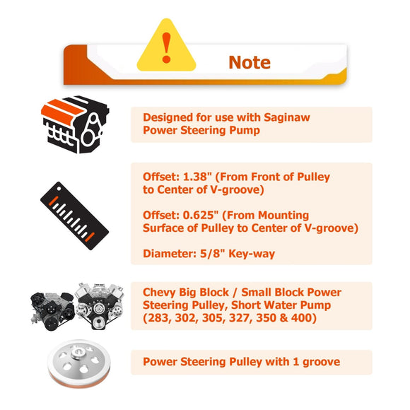 Chevy Big/Small Block Power Steering Pump Pully Saginaw 1 Groove Keyway - WeiSen - 70505015