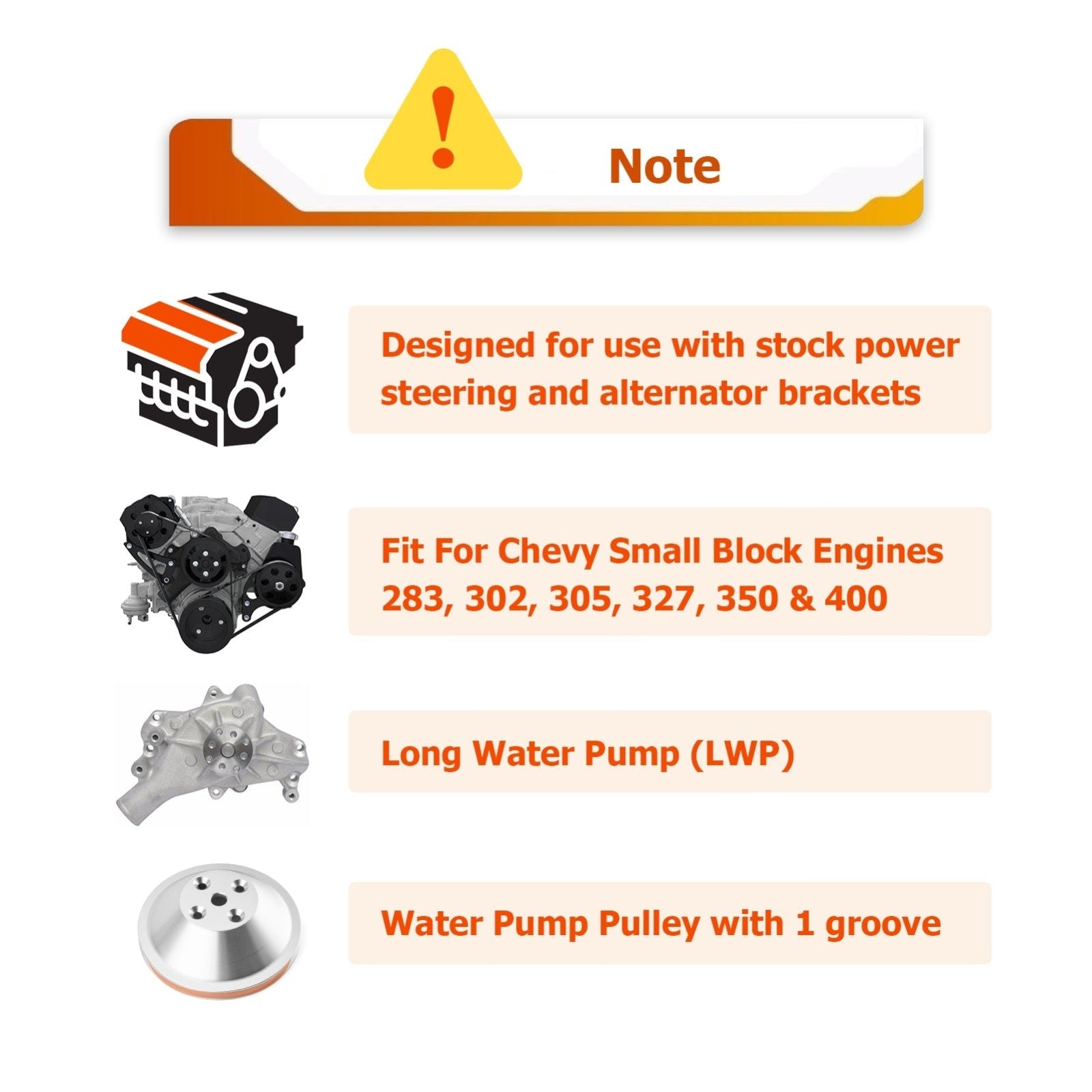 Chevy Small Block Engines 283 302 305 327 350 400 Long Water Pump Water Pump Pulley W/1 Groove - Weisen