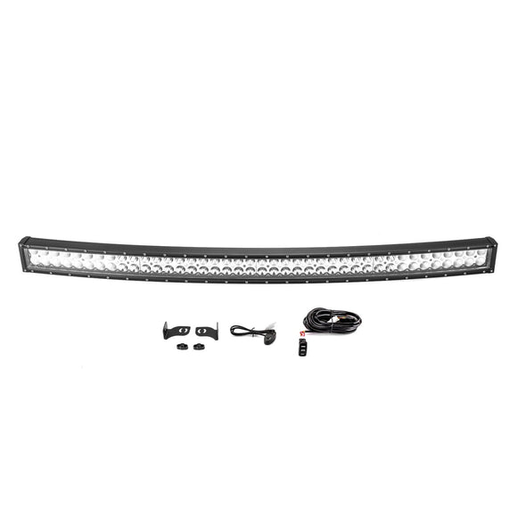 Chevy Toyota Dodge Ram 300W 52" Dual Rows Curved LED Light Bar W/ Wiring Harness Kit | Amber White & Strobe Modes - WeiSen - 70202021