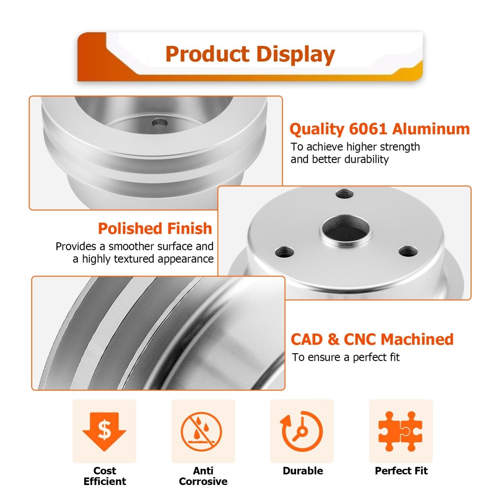Crankshaft Pulley w/ 2 Groove Fit Chevy Small Block Engines