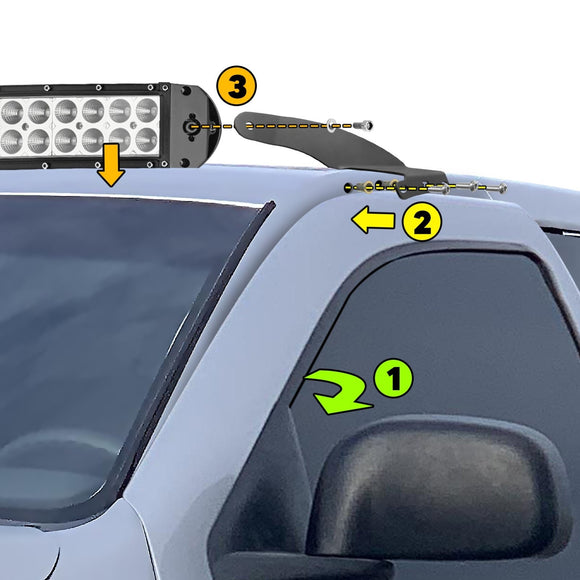 Dodge Ram 1500 2500 3500 Roof 52" 300W Curved LED Light Bar Bracket Wire Kit - WeiSen - ZT056 - L13 - W2