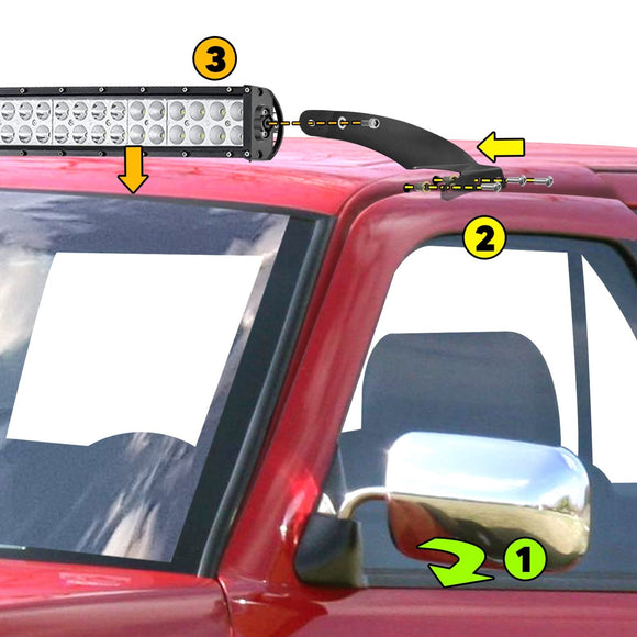 1994 - 2001 Dodge Ram 1500 2500 Upper Roof 52" 300W Curved LED Light Bar Kit - WeiSen - ZT072 - L13 - W1 - A