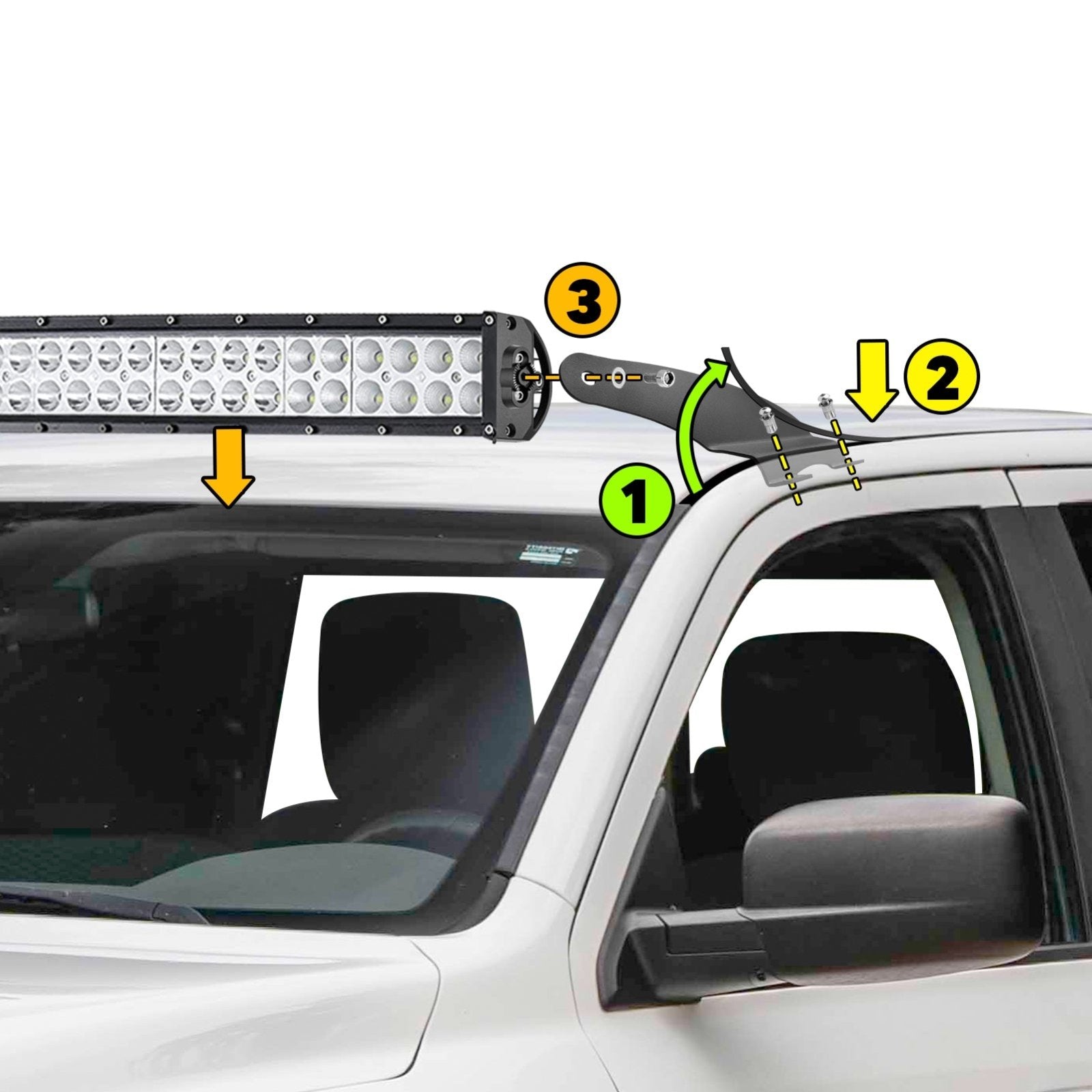 Dodge Ram 1500/2500/3500 Roof 52 Curved LED Light Bar Kit