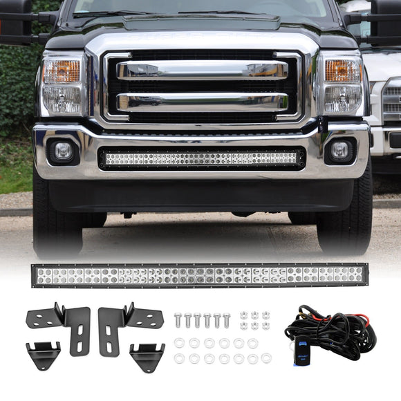 Ford Super Duty F250/F350/F450 Front Bumper 42" LED Light Bar Mount Brackets Kit and Rocker Switch Wiring - WeiSen - ZT082+ZT082 - A+LED009+WI002