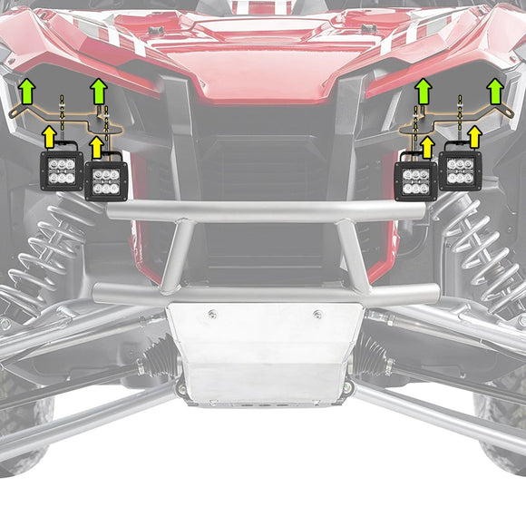 2019 - 2024 Honda Talon 1000X 1000R Bumper 3" LED Headlight Oversion Bezel Bracket Mount - WeiSen - 80103008