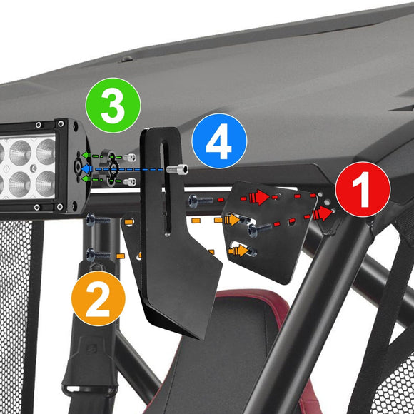Honda Talon 1000X 1000R Roof 42" Curved LED Light Bar Bracket Wire Kit - WeiSen - 80101024+LED009 - A