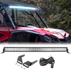 2019 - 2024 Honda Talon 1000X 1000R Upper Windshield 42" Curved LED Light Bar Bracket Kit - WeiSen - 80101026+LED009 - A