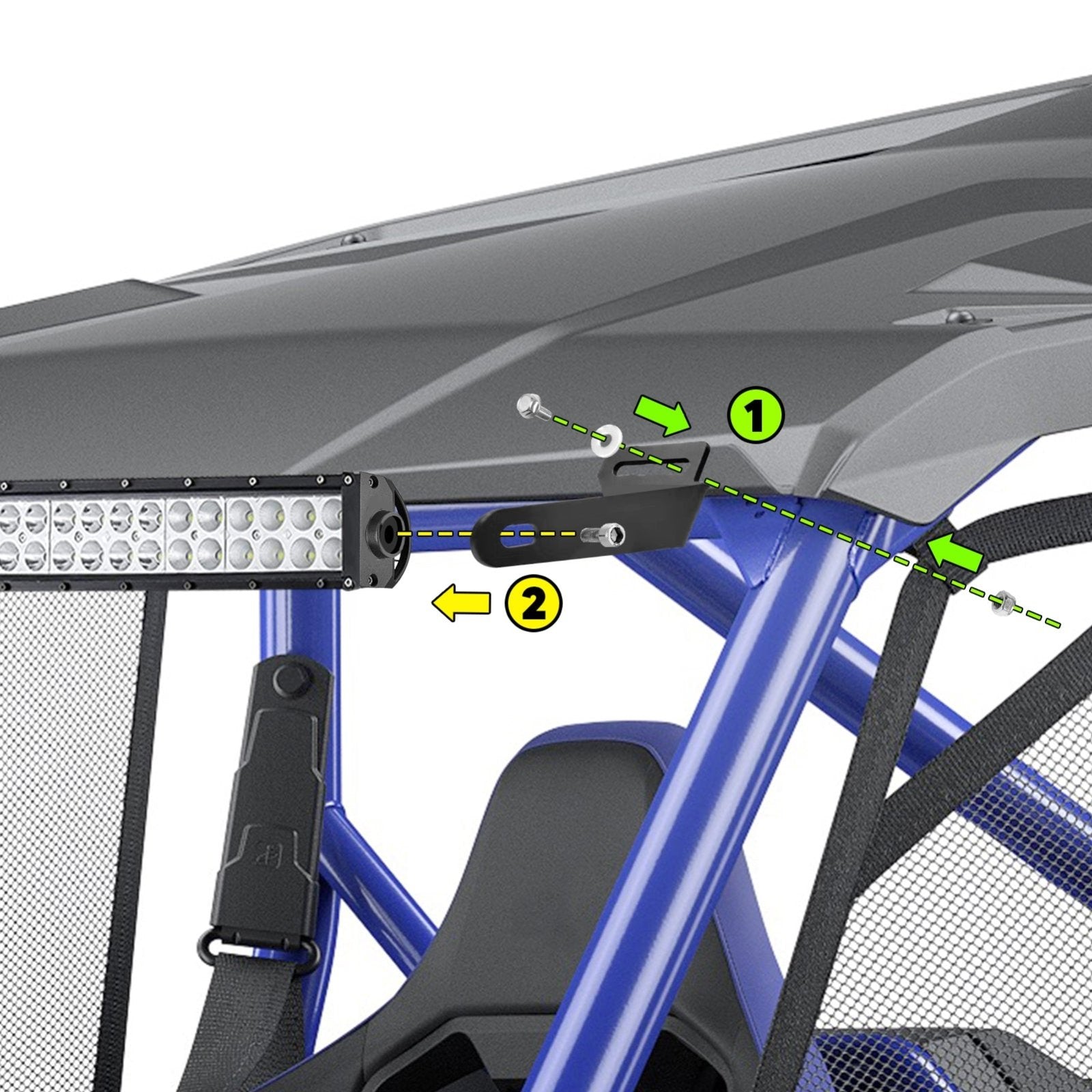 Honda Talon 1000X 1000R Upper Windshield 42" Curved LED Light Bar Bracket Kit - Weisen