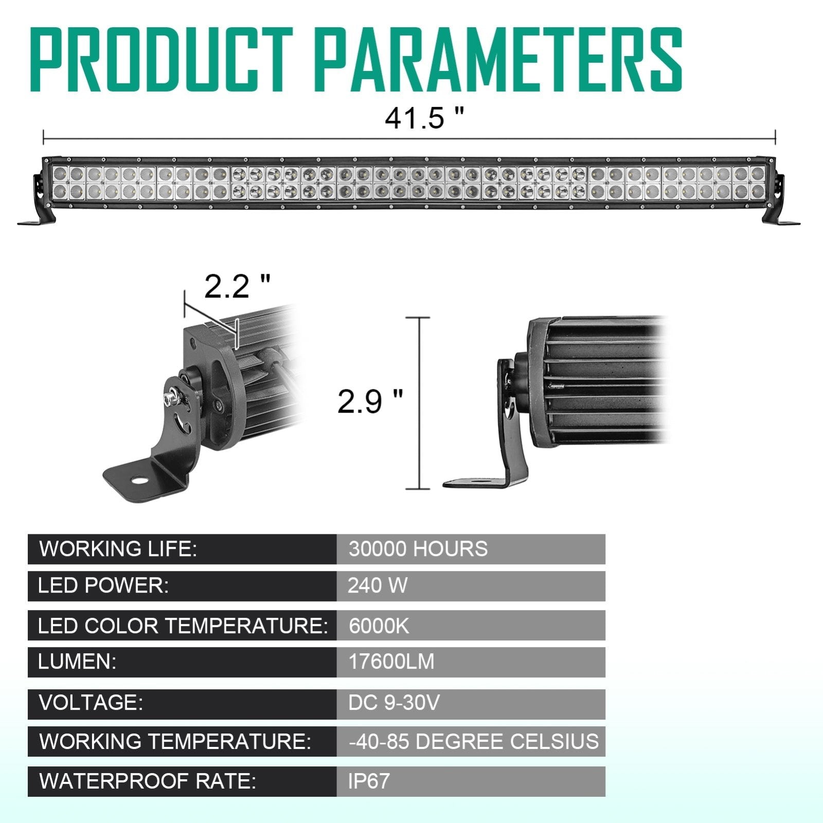 Honda Talon 1000X 1000R Upper Windshield 42" Curved LED Light Bar Bracket Kit - Weisen