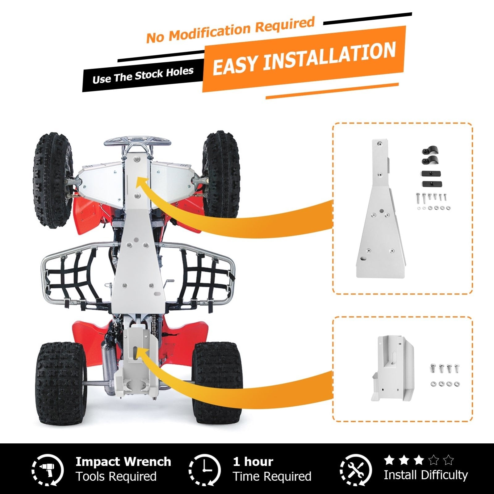 Honda TRX400X/TRX400EX Full Chassis Glide & Swing Arm Skid Plate Gaurd Combo - Weisen