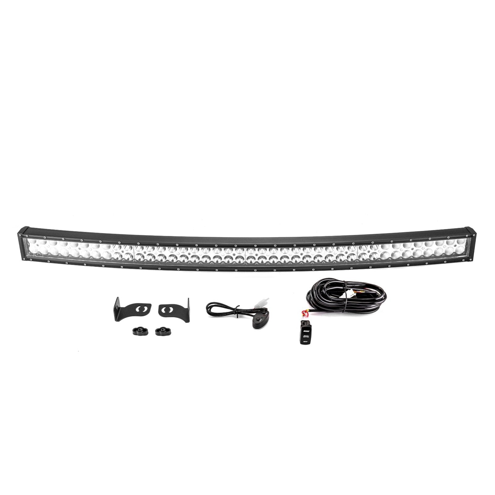 Jeep Ford Toyota UTV ATV 42" Dual Rows Curved LED Light Bar W/ Wiring Harness Kit | Amber White & Strobe Modes - Weisen