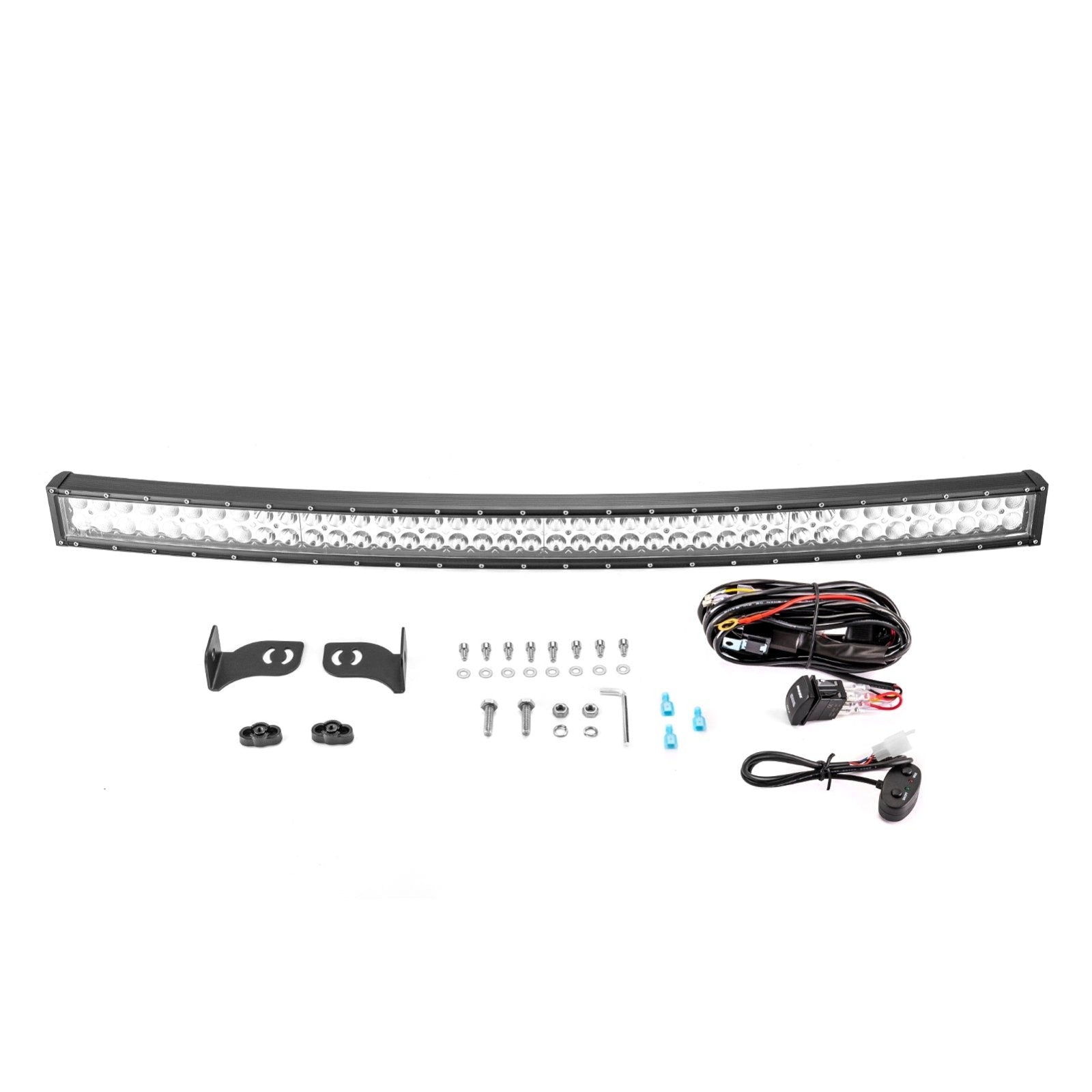 Jeep Ford Toyota UTV ATV 42" Dual Rows Curved LED Light Bar W/ Wiring Harness Kit | Amber White & Strobe Modes - Weisen