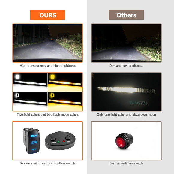 Jeep Ford Toyota UTV ATV 42" Dual Rows Curved LED Light Bar W/ Wiring Harness Kit | Amber White & Strobe Modes - WeiSen - 70202020