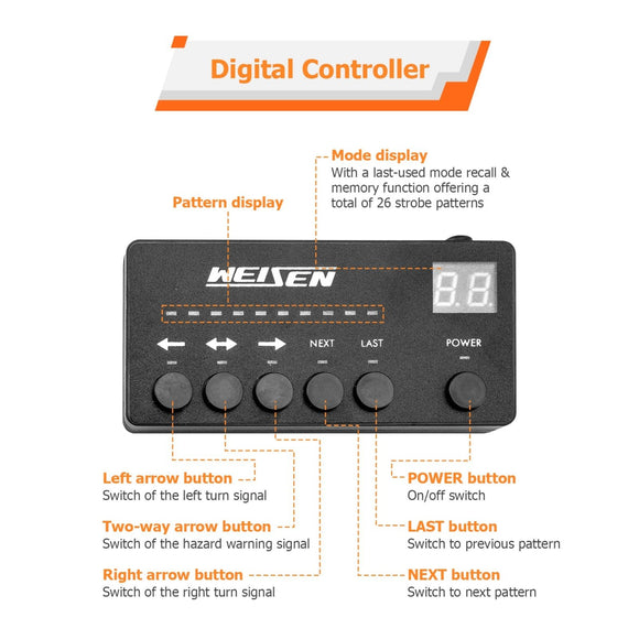 SUV Toyota Honda Hyundai KIA 4PCS Universal Single Row 16LEDs Amber White Emergency Hazard Warning Strobe Lights Kit - WeiSen - 70207003