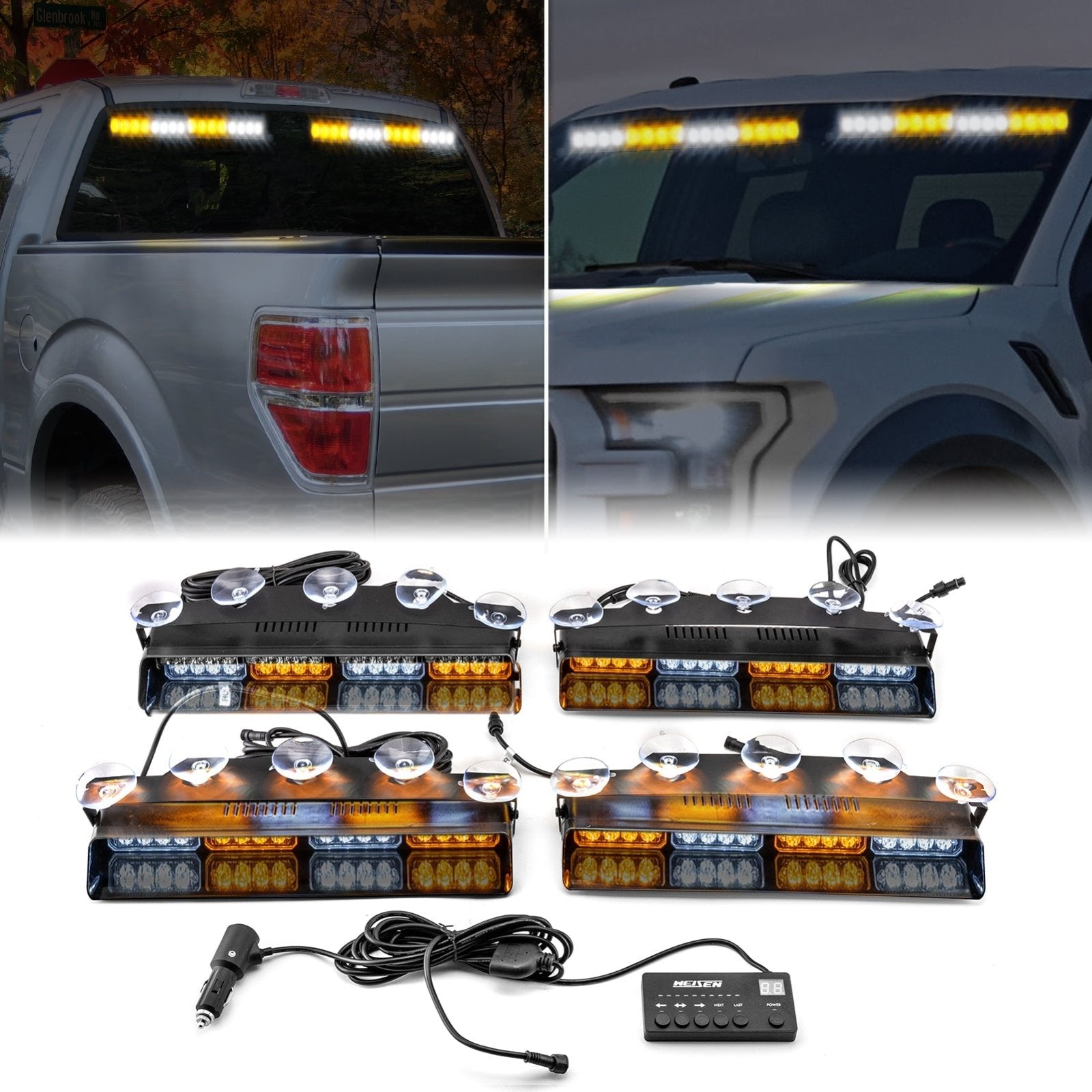 31" LED Emergency Strobe Light Bar - Amber/White, Traffic Advisor, Hazard Warning