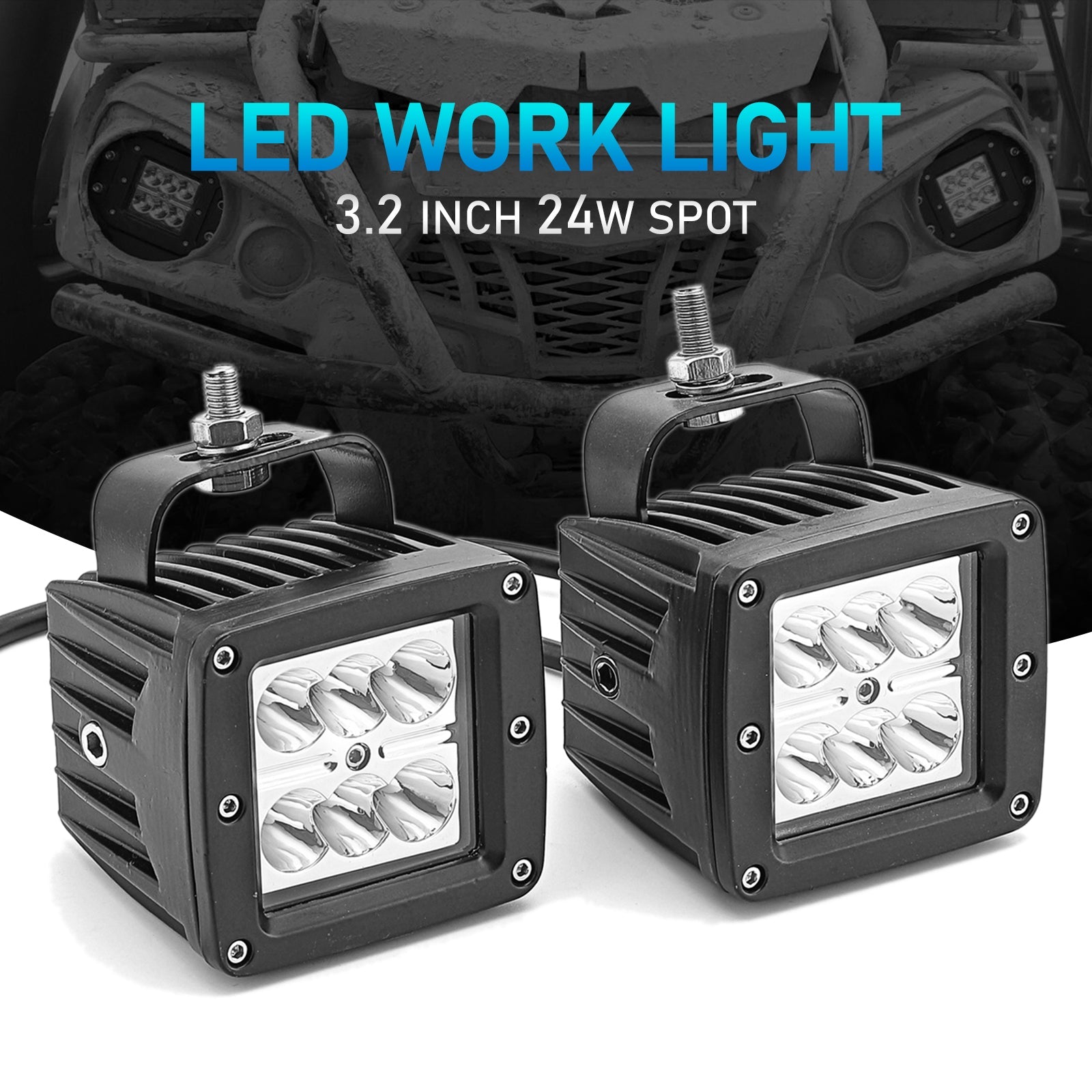 Jeep Wrangler JK 2007-2018 Backup Tail Light Brackets LED Mount w/2x 18W LED Cube Light Pod ＆ Wiring Kit - Weisen