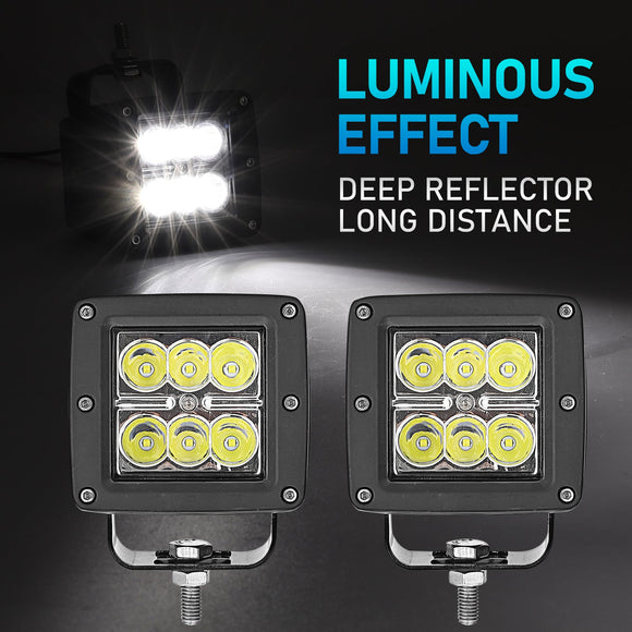 Jeep Wrangler JK 2007 - 2018 Backup Tail Light Brackets LED Mount w/2x 18W LED Cube Light Pod ＆ Wiring Kit - WeiSen - ZT098+LED001+WI005 - B