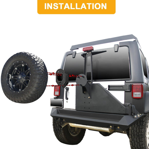 Jeep Wrangler JK TJ YJ Black CNC Steel Spare Tire Carrier Spacer Kit (Up to 33" Tires) - WeiSen - 70120002