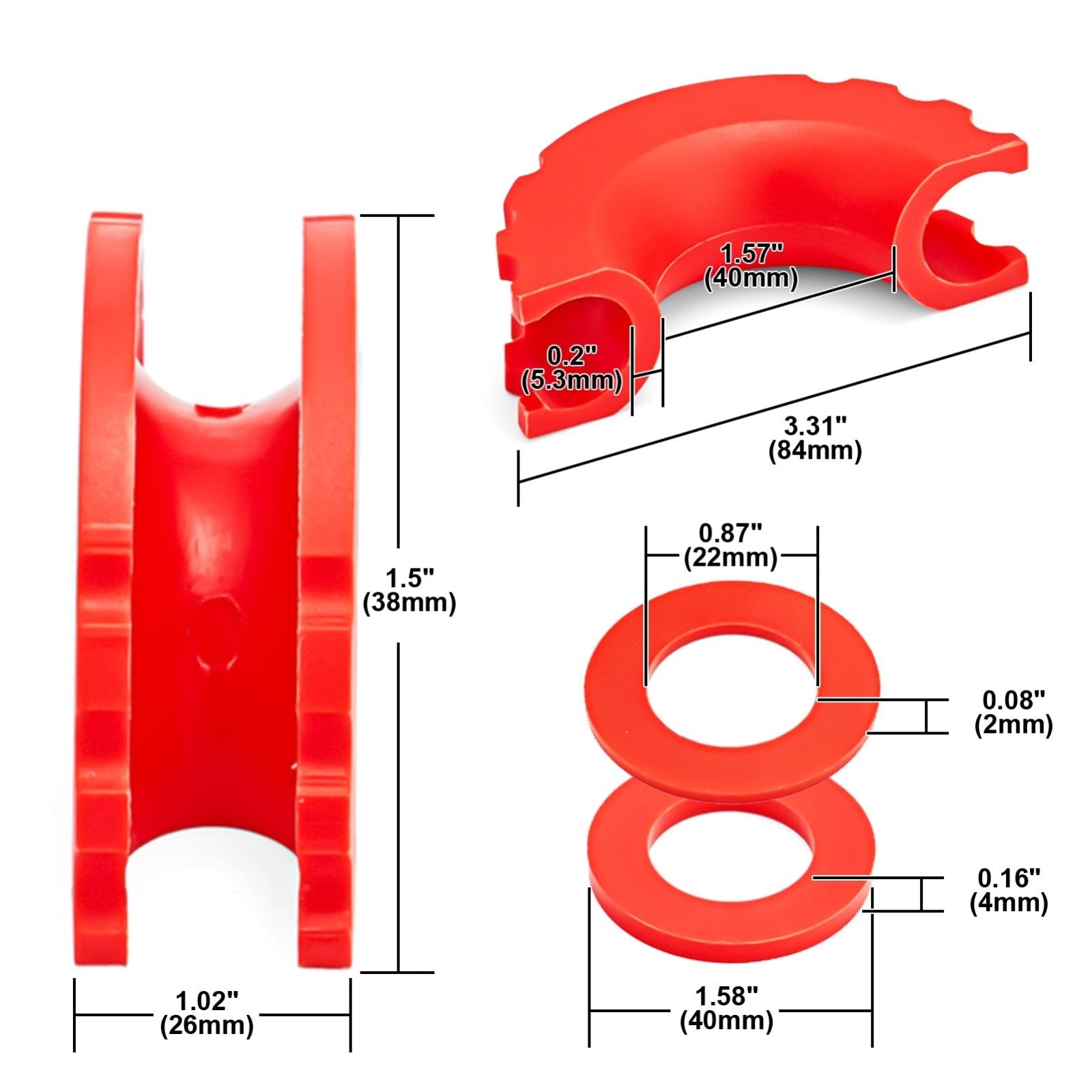 Off Road Jeep Toyota Tacoma Truck Vehicle Red 3/4" D Ring Shackle Isolator Washers Kit - Weisen