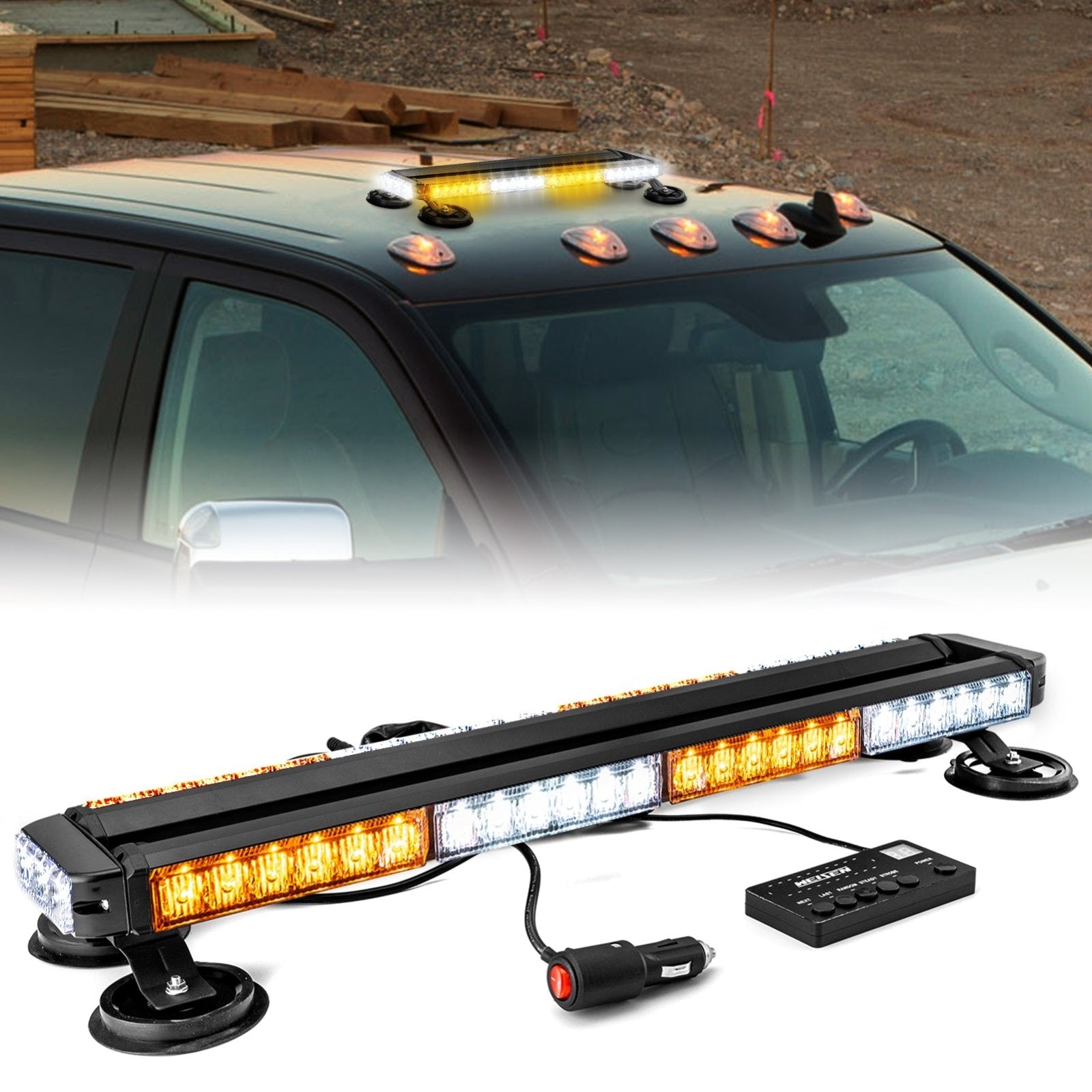 Off - Road Pickup Trucks Double Side - Amber/White 27" 54LED Roof Top Emergency Strobe Light Bar - WeiSen - 70207005