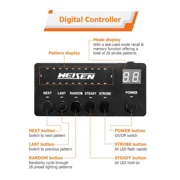 Off - Road SUVs Tow Trucks Double Side - Amber/White 38" 78LED Roof Top Emergency Strobe Light Bar - WeiSen - 70207006