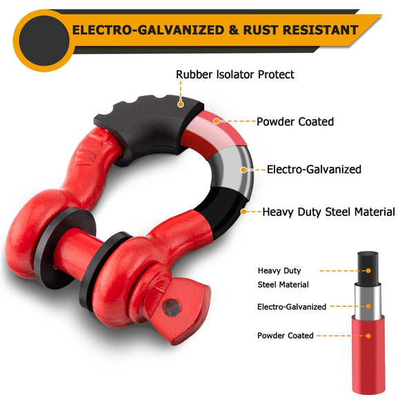 Off Road Truck Jeep Dodge Ram Universal Heavy Duty 3/4" Shackles D Ring Isolators Washer Kit - WeiSen - 70304014