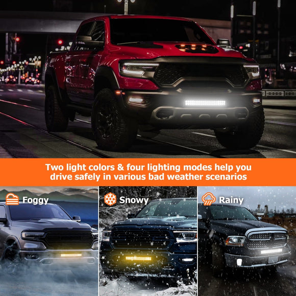 Off - Road Trucks SUV Jeep UTV 22" Dual Row Straight 120w LED Light Bar | White & Amber Light w/ Strobe Function - WeiSen - 70202017