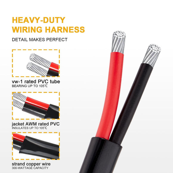 Off Road UTV ATV ARB Carling Universal 2 Lead LED Light Bar Wiring Harness - WeiSen - WI001 - A