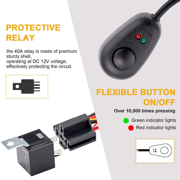 Off Road UTV ATV ARB Carling Universal 2 Lead LED Light Bar Wiring Harness - WeiSen - WI001 - A