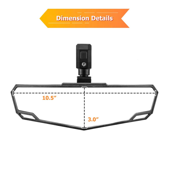 Off - Road UTV RZR Maverick Talon Pionner KRX Mule YXZ Racing Tempered Glass Center Rear View Mirror - WeiSen - 80301039