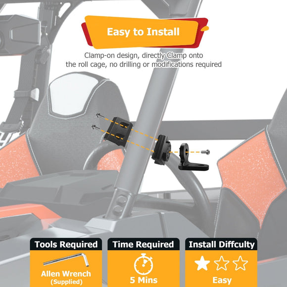 Pair Aluminum Whip Light Mounting Brackets for Polaris General Ranger Can - Am Defender Commander Maverick Sport Trail - WeiSen - 80109002