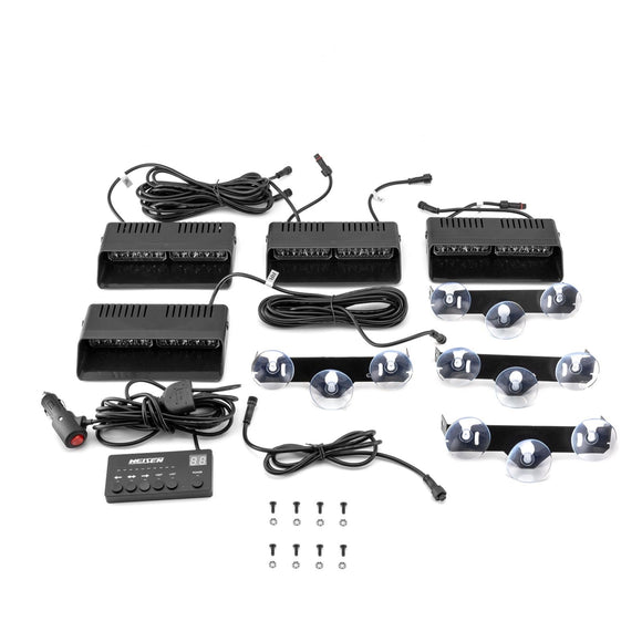 Toyota Honda Hyundai KIA Lexus Engineering Car 4PCS Universal Single Row 8LEDs Amber White Emergency Hazard Warning Strobe Lights Kit - WeiSen - 70207004