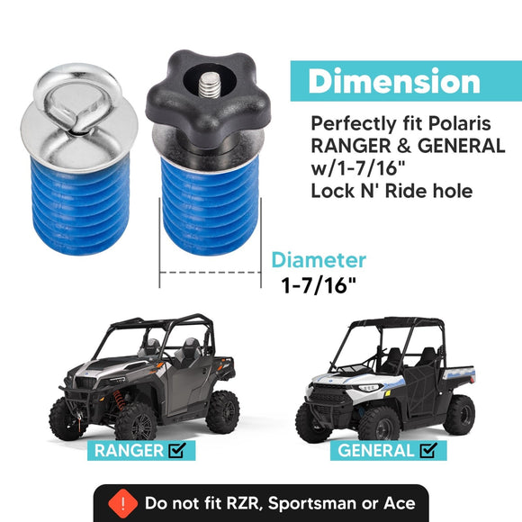 Polaris General Ranger Lock & Ride Hole Combo Knob/Eye Tie Down Anchors Kit - WeiSen - ZT137 - C
