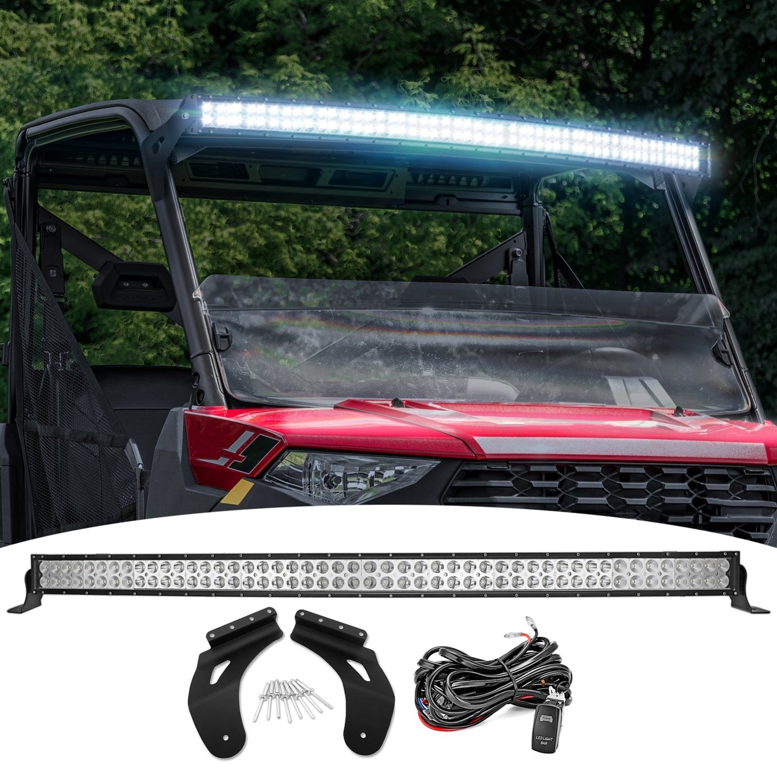 Polaris Ranger 900 1000 XP Pro-Fit Cage 50" Curved LED Light Bar Roof Mount - Weisen