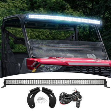 Polaris Ranger XP 900 / XP 1000 Crew Pro - Fit Cage 50" Curved LED Light Bar Kit - WeiSen - ZT177+LED010+WI002
