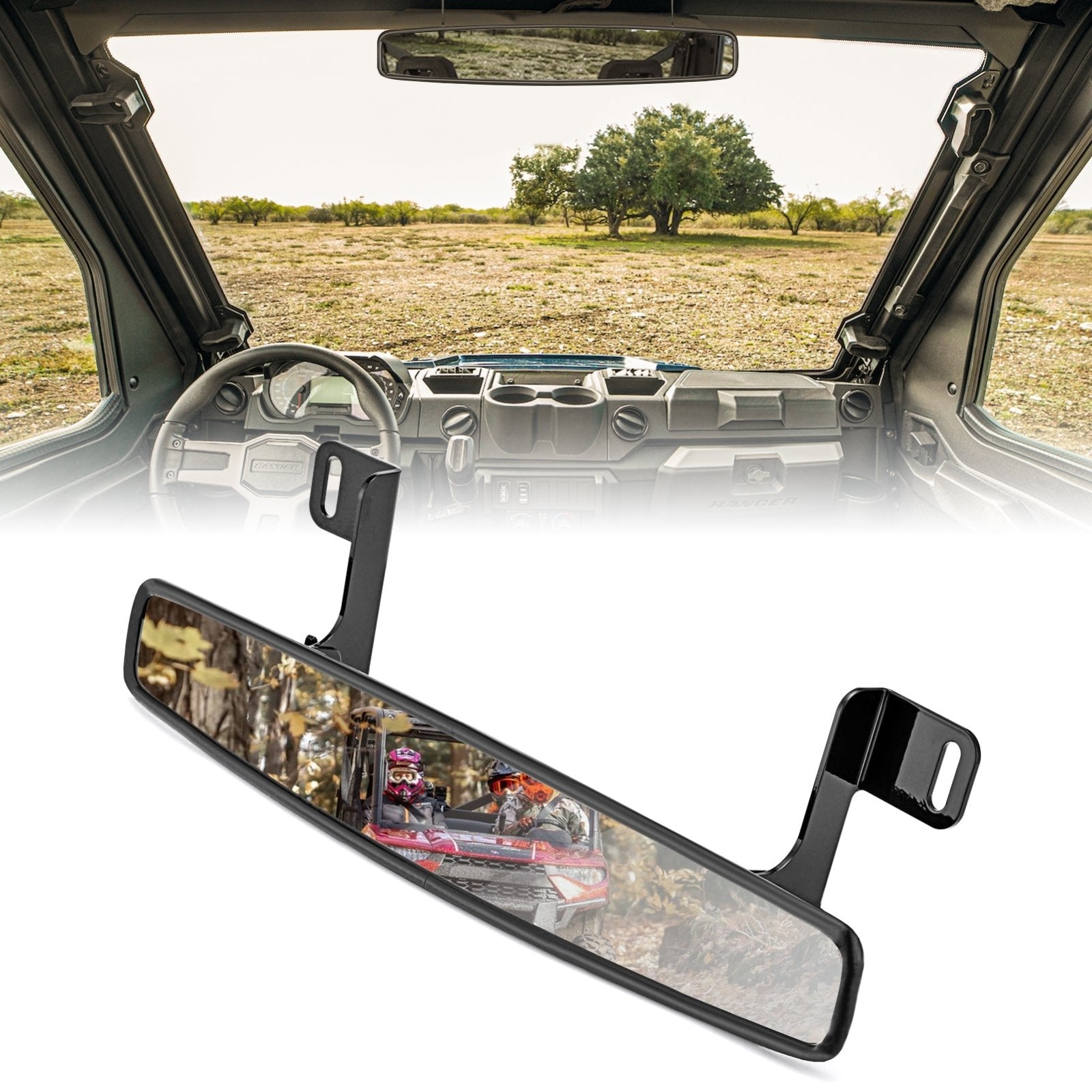 Polaris Ranger 900 XP 1000 Crew 15" Center Wide Rear View Mirror - Weisen