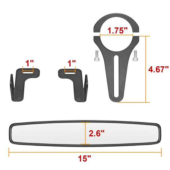 Polaris Ranger 900 XP 1000 Crew 15" Center Wide Rear View Mirror - WeiSen - 80301021