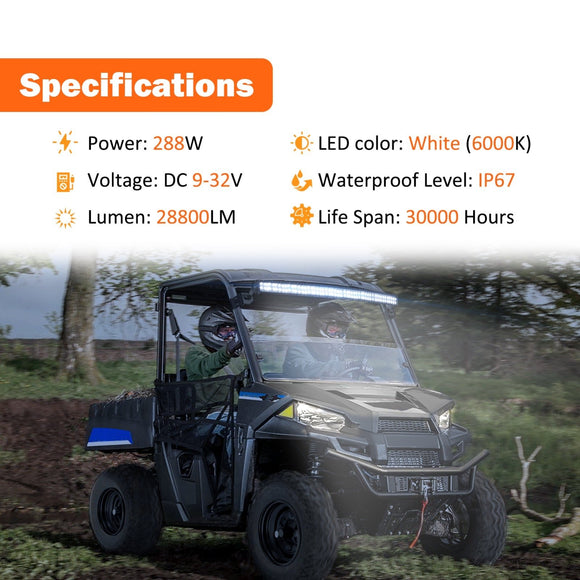 Polaris Ranger Fullsize Pro - Fit Cage Roof 50" Curved LED Light Bar Kit - WeiSen - ZT088 - A - L10 - W2