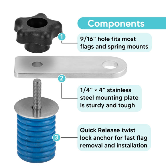 Polaris Ranger General 1000 XP Quick Release Flag Whip Light Tie Down Anchor - WeiSen - ZT137 - D