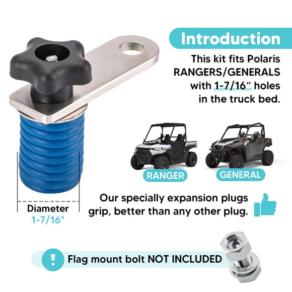 Polaris Ranger General 1000 XP Quick Release Flag Whip Light Tie Down Anchor - WeiSen - ZT137 - D