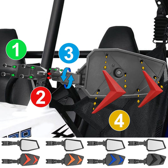 Polaris RZR 900 1000 Rear View Mirrors for 1.75" 2" Round Roll Bar - WeiSen - 80301019