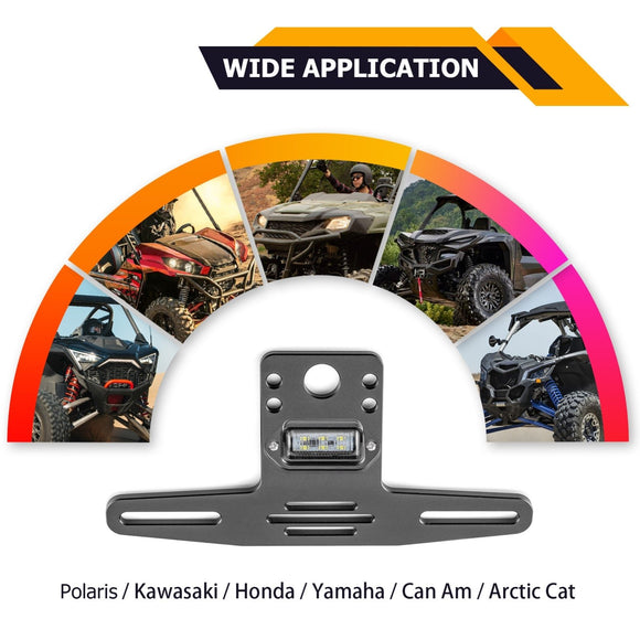 Polaris RZR Ranger General Can Am Maverick x3 Kawasaki UTV Universal LED License Plate Frame - WeiSen - 80203008
